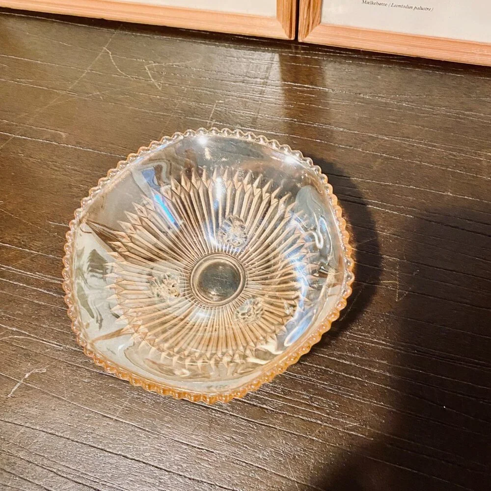 Vintage Jeannette Carnival Glass Marigold Footed Candy Dish 1930s‎ Rare MCM